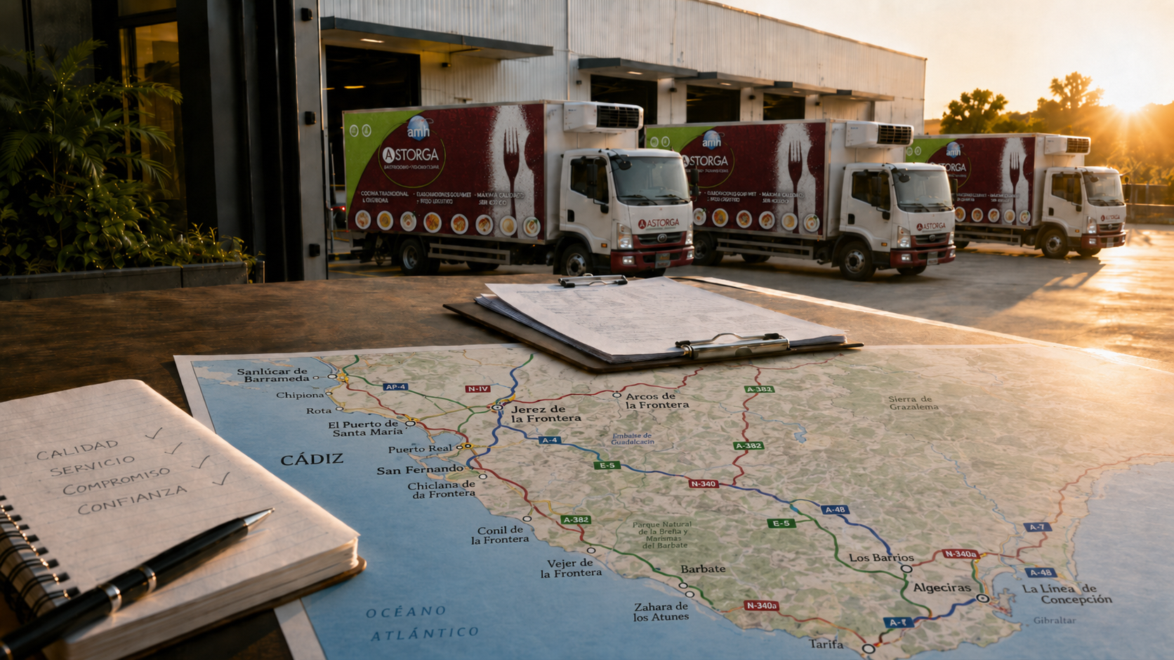 Flota refrigerada de Comercial Astorga preparada para sus rutas por la provincia de Cádiz